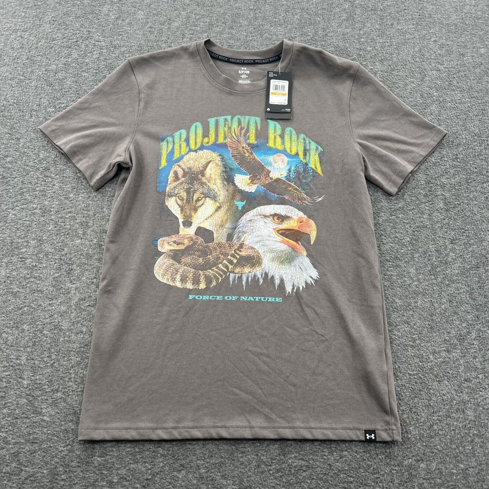 Project Rock Force of Nature Shirt Mens S Gray Gym Training 1383222‎ NEW NWT